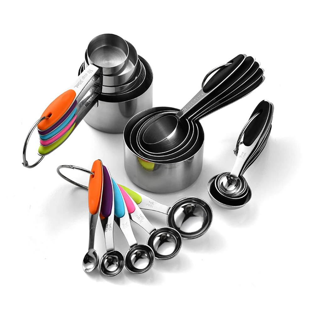 Camping Cooking Tool Set - 5/10 個ステンレス鋼計量カップとスプーンセットキッチンアクセサリーベーキングケーキ調理作成測定キッチンツール
