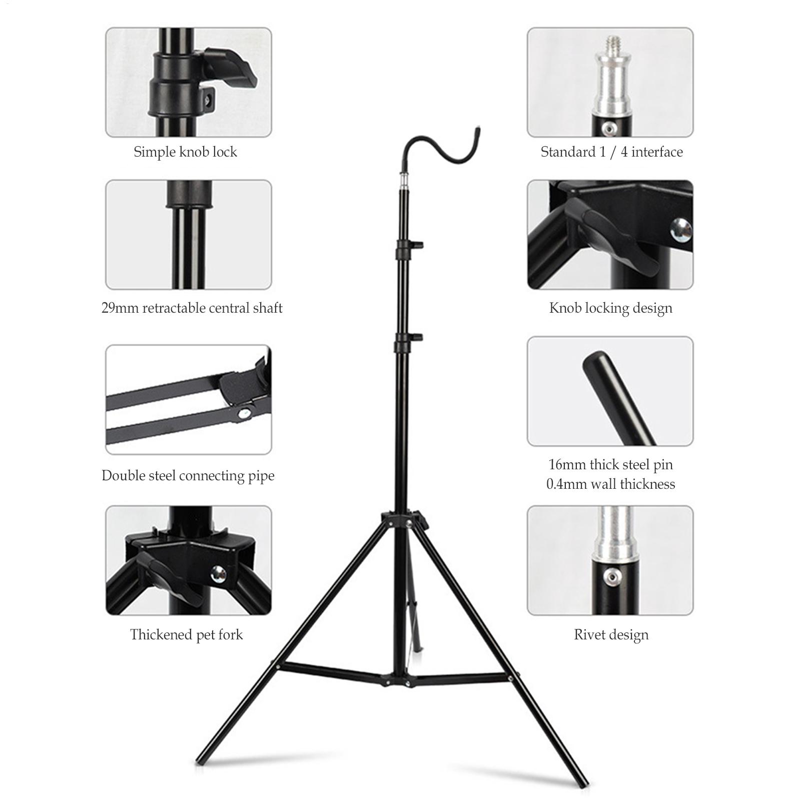 Camping Cooking Tripod - 2m キャンプライトスタンド 折りたたみ式伸縮三脚 調整可能 ポータブル 軽量