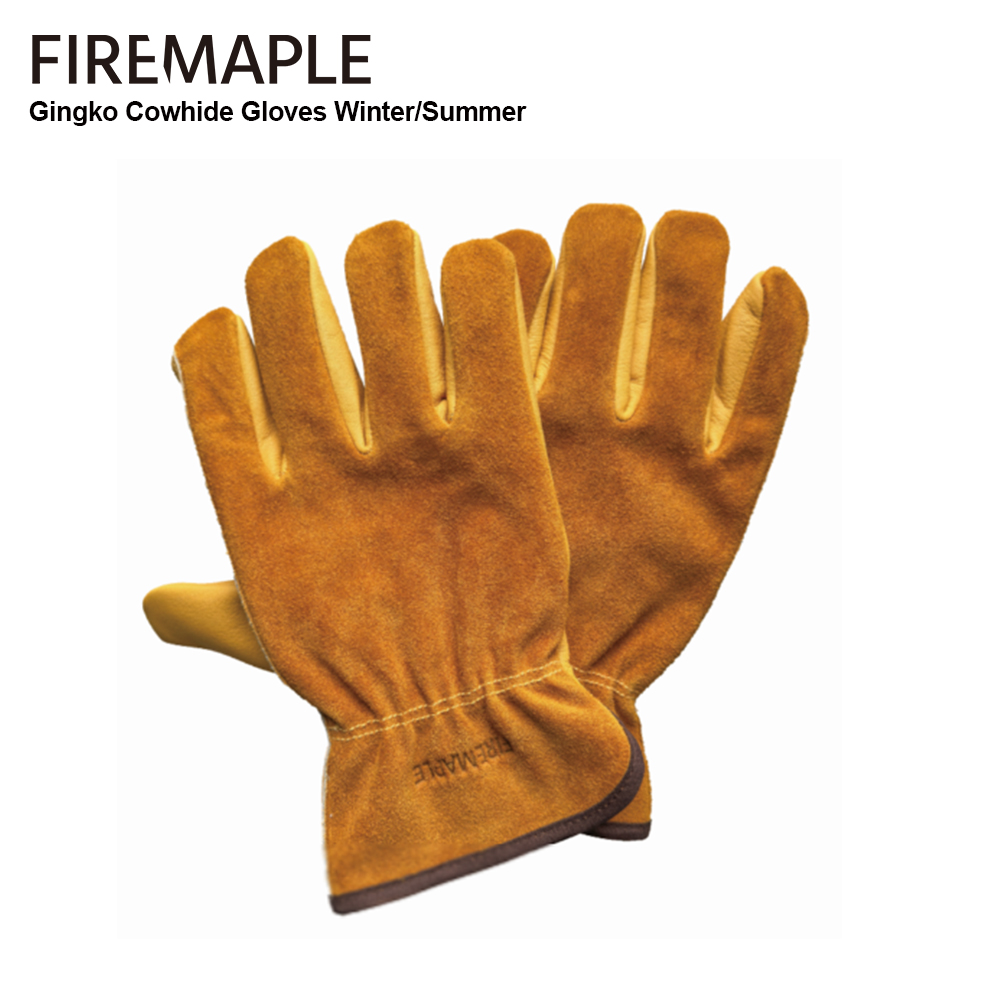 Camping Cooking Fire - Fire-maple gingko牛革レザーワークグローブ難燃性断熱耐熱耐久性アウトドアキャンプ用火傷防止