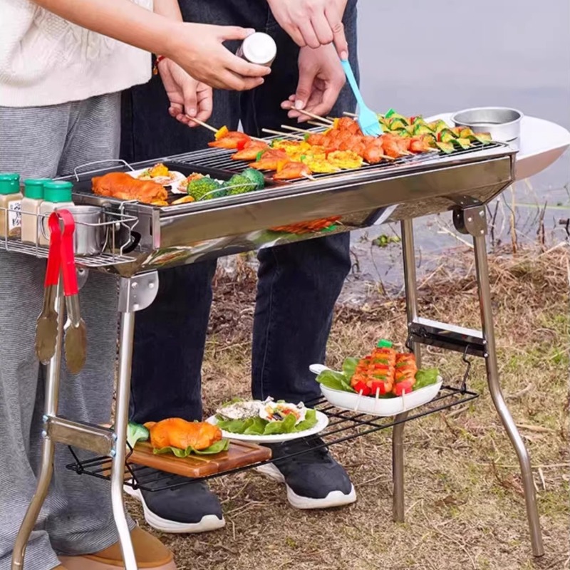 Camping Cooking Requirements - ステンレス鋼バーベキューグリルポータブル設置不要バーベキューグリル多機能アウトドアキャンプ調理用品