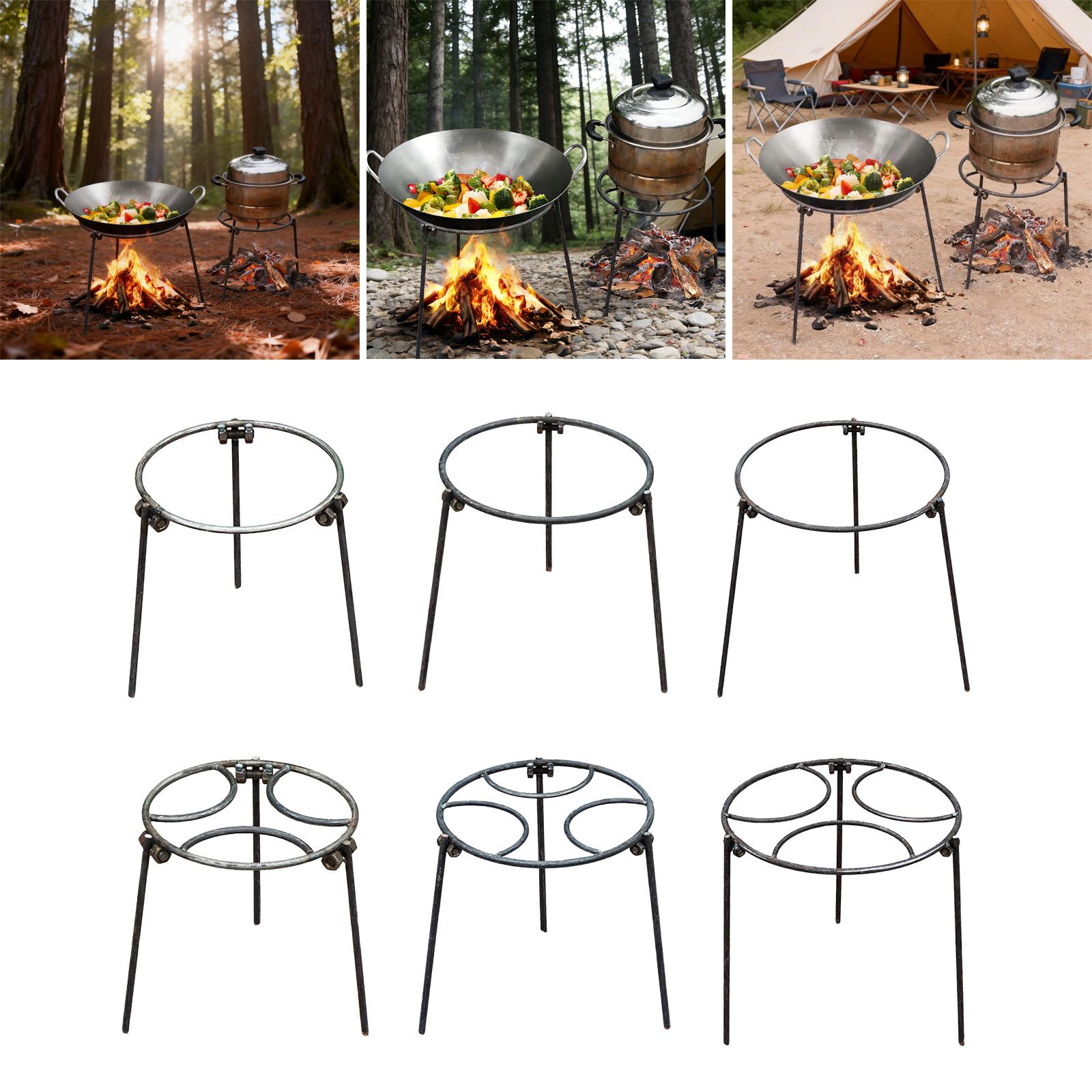 Camping Cooking Tripod - キャンプファイヤー三脚、ダッチオーブン多目的中華鍋ホルダー、焚き火調理スタンド折りたたみ式キャンプグリル、裏庭グリルBBQ芝生用