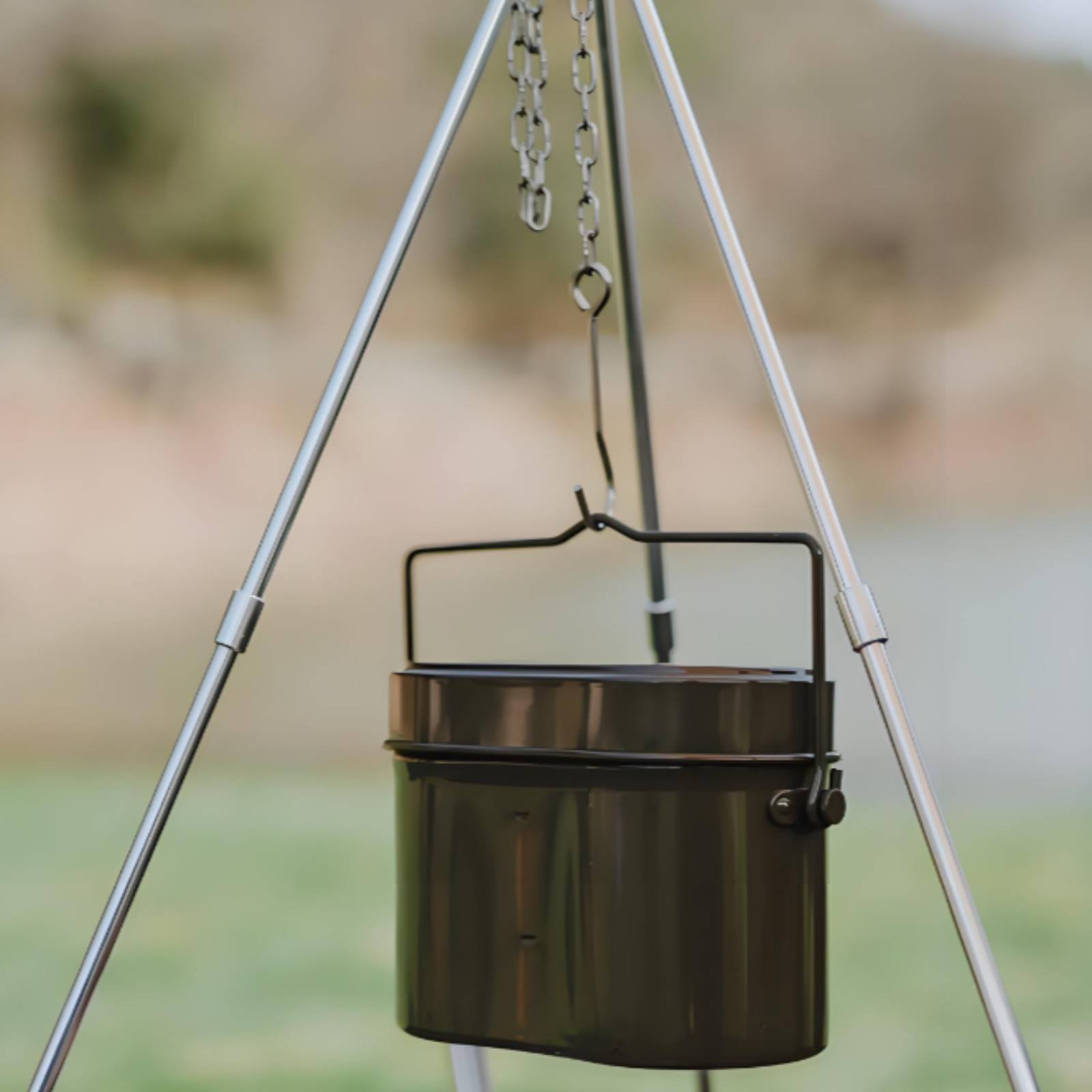 Camping Cooking Mess Kit - ドイツデザインの多機能3ピースキャンプクッキングセット、加熱可能なアルミ製ランチボックス、高温耐性