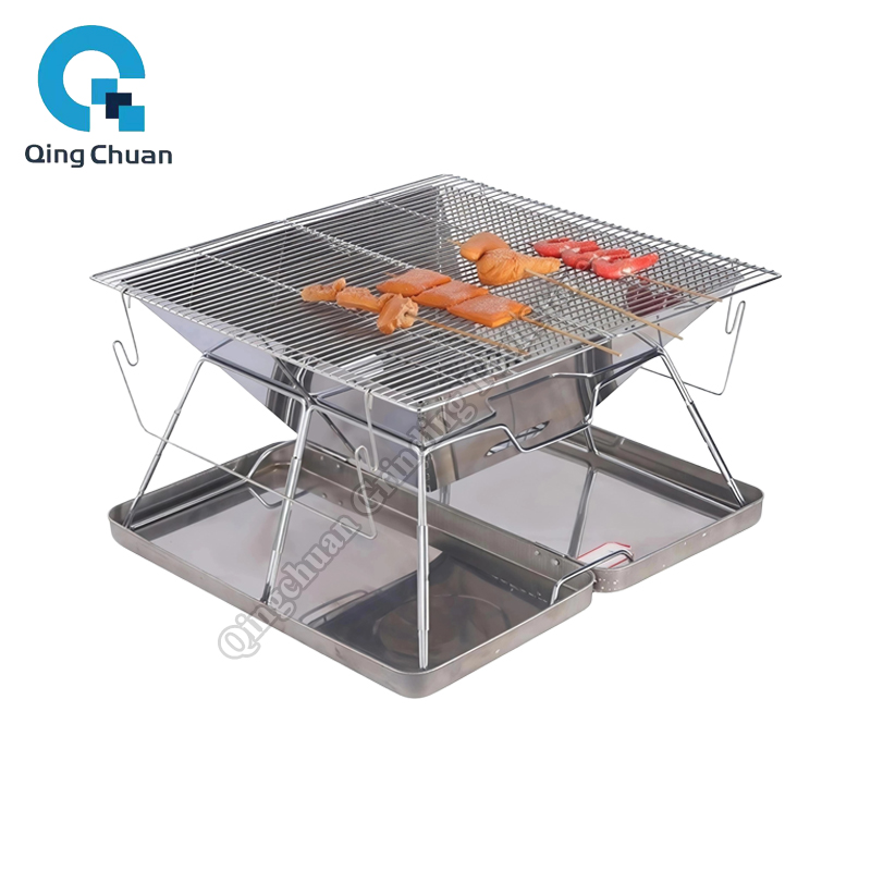 Camping Cooking Fire - キャンプグリル炭火ストーブ折りたたみ式ステンレス鋼ファイヤーピットグリルバックパッキング用アウトドアクッキングハイキングキャンプピクニックストーブ