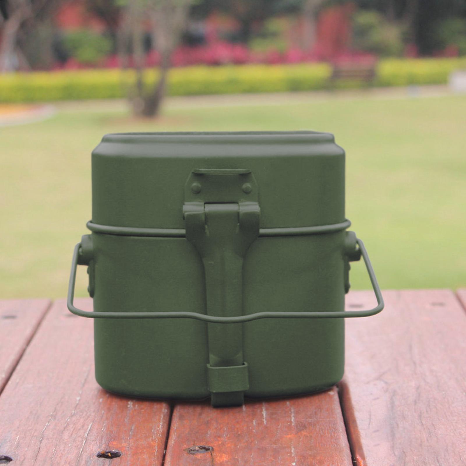 Camping Cooking Mess Kit - アウトドアクッキングポットセット アルミ製ランチボックス 保温パン メスキット フードコンテナ バックパッキング旅行用
