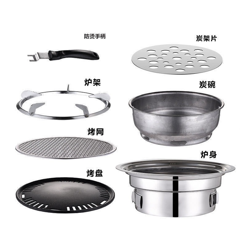 Camping Cooking Tripod - ステンレス製屋外バーベキューコンロ 家庭用・業務用炭火オーブン 円形ポータブルキャンプ用大型35cm