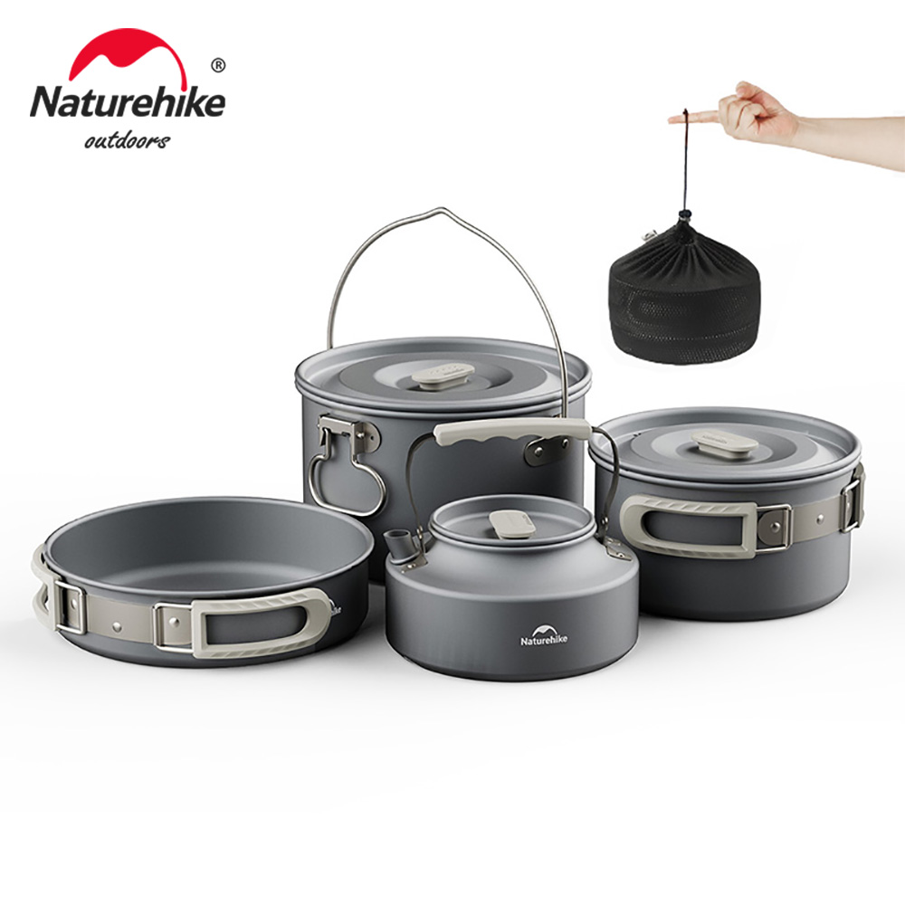 Quechua Camping Cooking Set - Naturehike キャンプ調理器具キット屋外フライパンポータブルケトル折りたたみピクニック食器キッチン用品調理器具