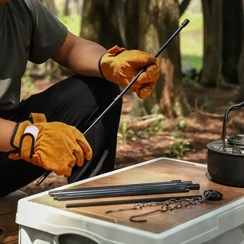 Camping Cooking Multi Tool - 屋外用大型焚き火三脚ポータブルキャンプ焚き火調理鍋吊り下げ三角スタンドラックピクニック調理グリルツール