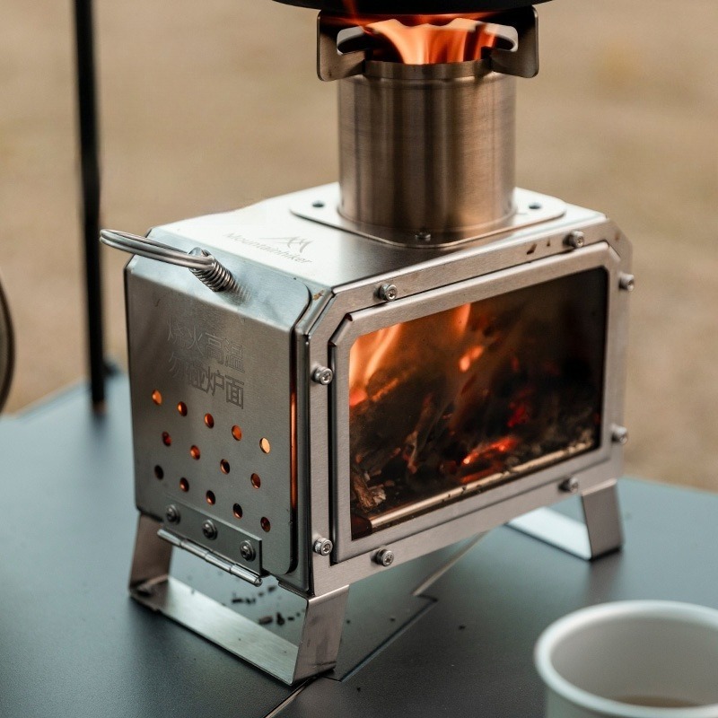 Camping Cooking In Forest - ステンレス鋼の暖房ストーブ保温薪ストーブ屋外便利な森林ピクニック金属キャンプ調理用品