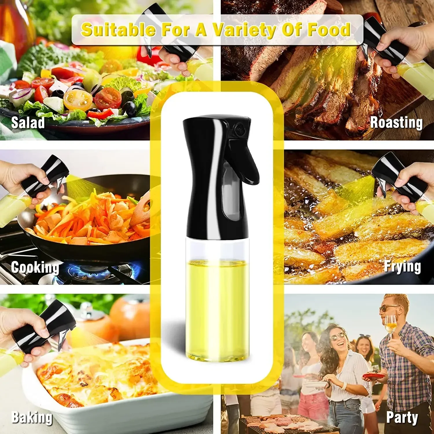 Camping Cooking Oil Bottle - 500ml プラスチック製オイルスプレーボトル キッチン調理用オリーブオイルディスペンサー キャンプBBQベーキング用 酢醤油スプレーヤー容器