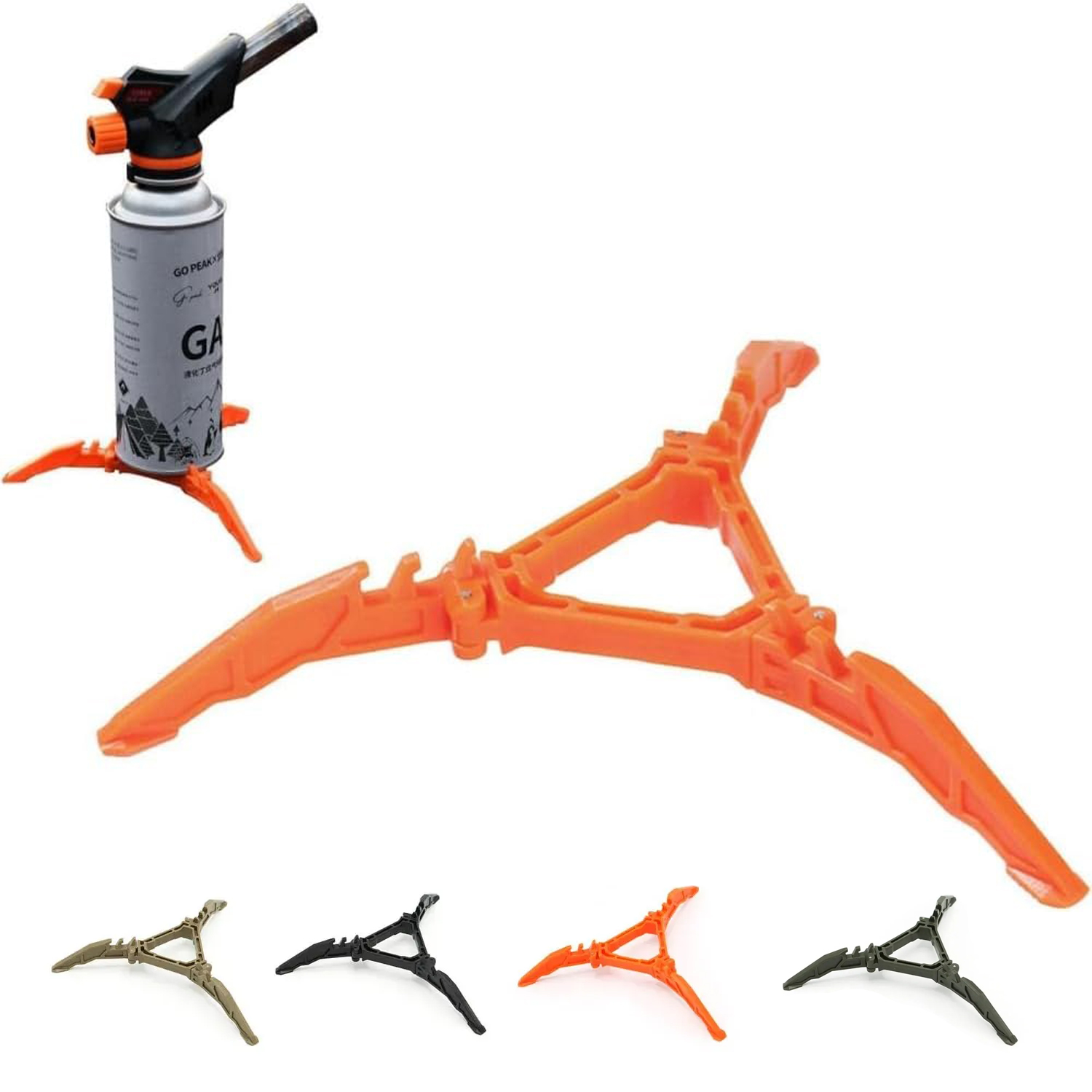 Camping Cooking Tripod - ガスタンクブラケット折りたたみ式燃料缶スタビライザーアンチダンピング三脚屋外キャンプハイキング調理調理器具アクセサリー