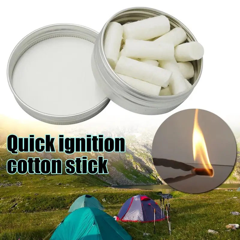 Camping Cooking Fire - 12個入り アウトドア キャンプ用 パラフィンワックス サバイバルファイヤースターターツール ロープギアキット