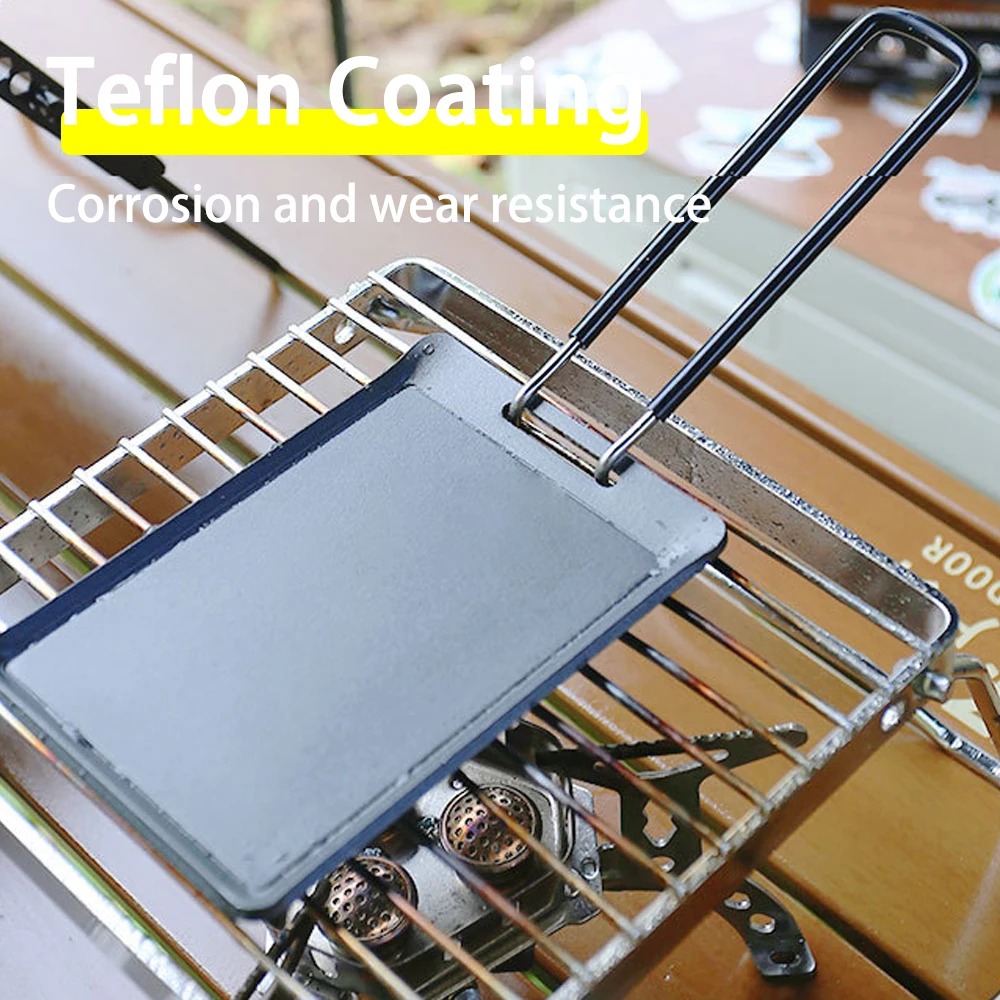 Camping Cooking Tray - キャンプ用小型フライパン 肉ステーキ調理用 ミニ取り外し可能フライパン バーベキューベーキングディッシュトレイ 一人用 ワイルドハイキング調理器具