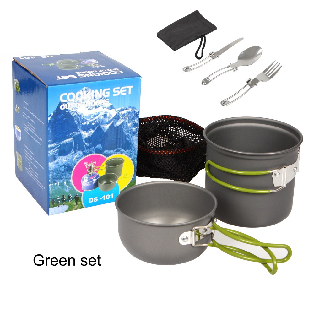 Camping Cooking Mess Kit - キャンプ用調理器具セット、バックパッキング用鍋、キャンプ用調理器具セット、キャンプキッチン用品アクセサリー