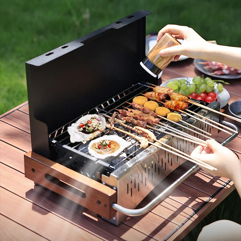 軽量折りたたみ式炭火グリル、金属製グリル、組立不要、キャンプ - Camping Cooking Requirements のレビューと価格