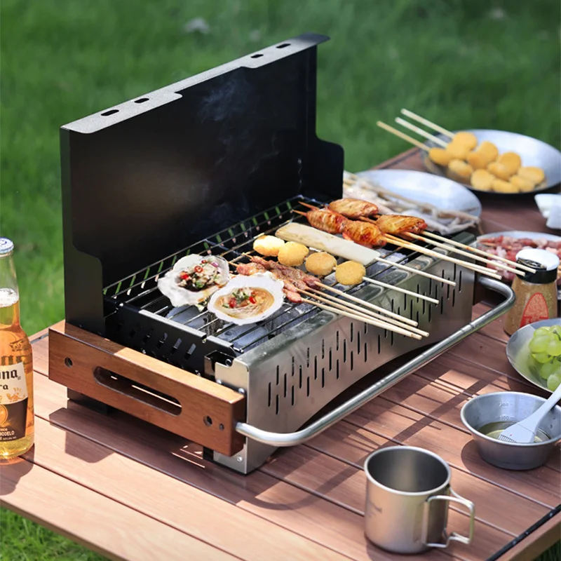 軽量折りたたみ式炭火グリル、金属製グリル、組立不要、キャンプ - Camping Cooking Requirements のレビューと価格