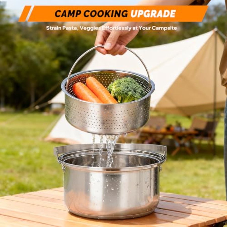 キャンプ用調理器具セット、軽量ステンレス製ネスティング式調理 - Camping Cooking Mess Kit のレビューと価格