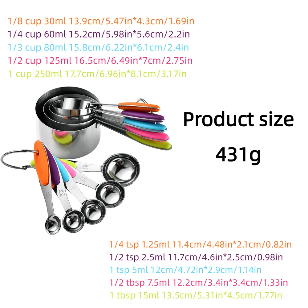 5/10 個ステンレス鋼計量カップとスプーンセットキッチンア - Camping Cooking Tool Set のレビューと価格