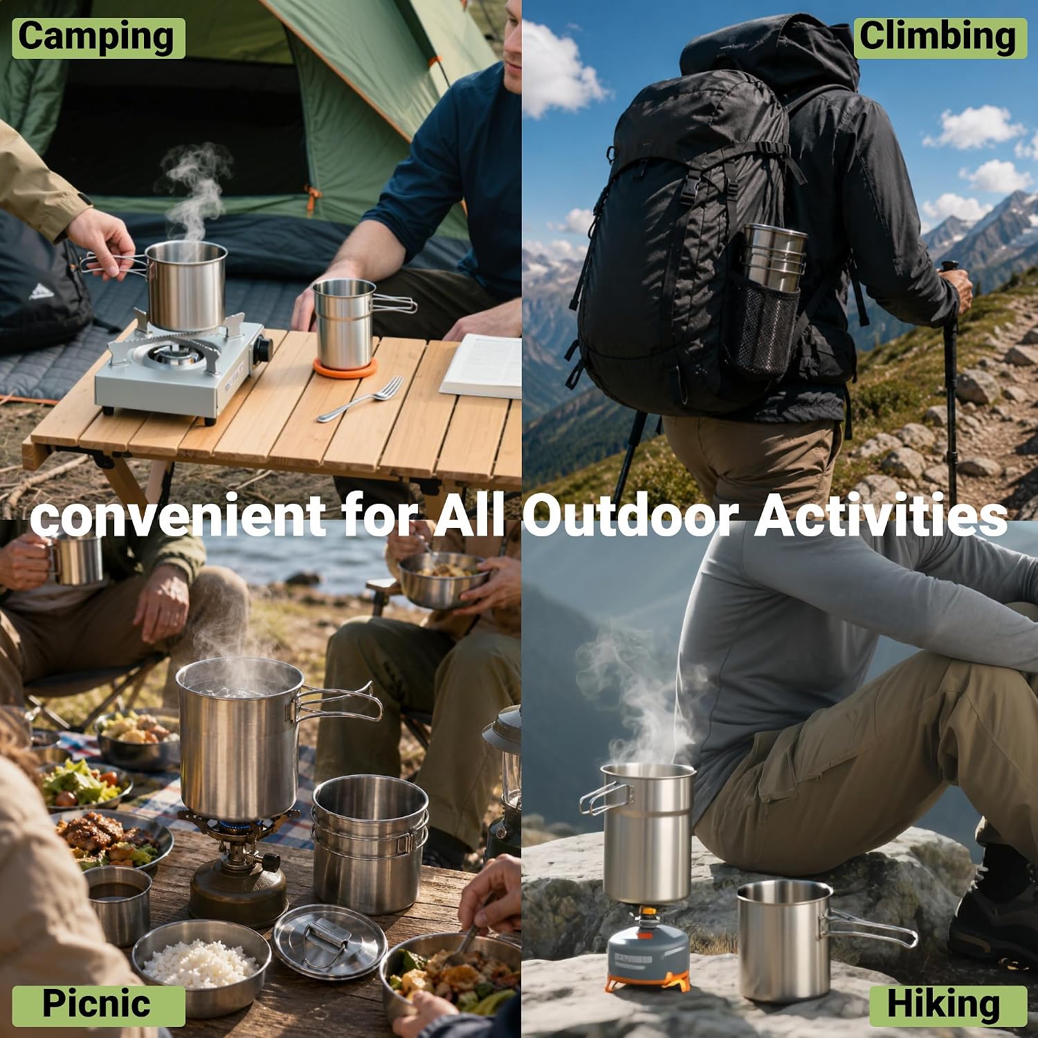折りたたみ式キャンプカップマグカップキャンプポット調理器具3 - Camping Cooking Tool Set のレビューと価格