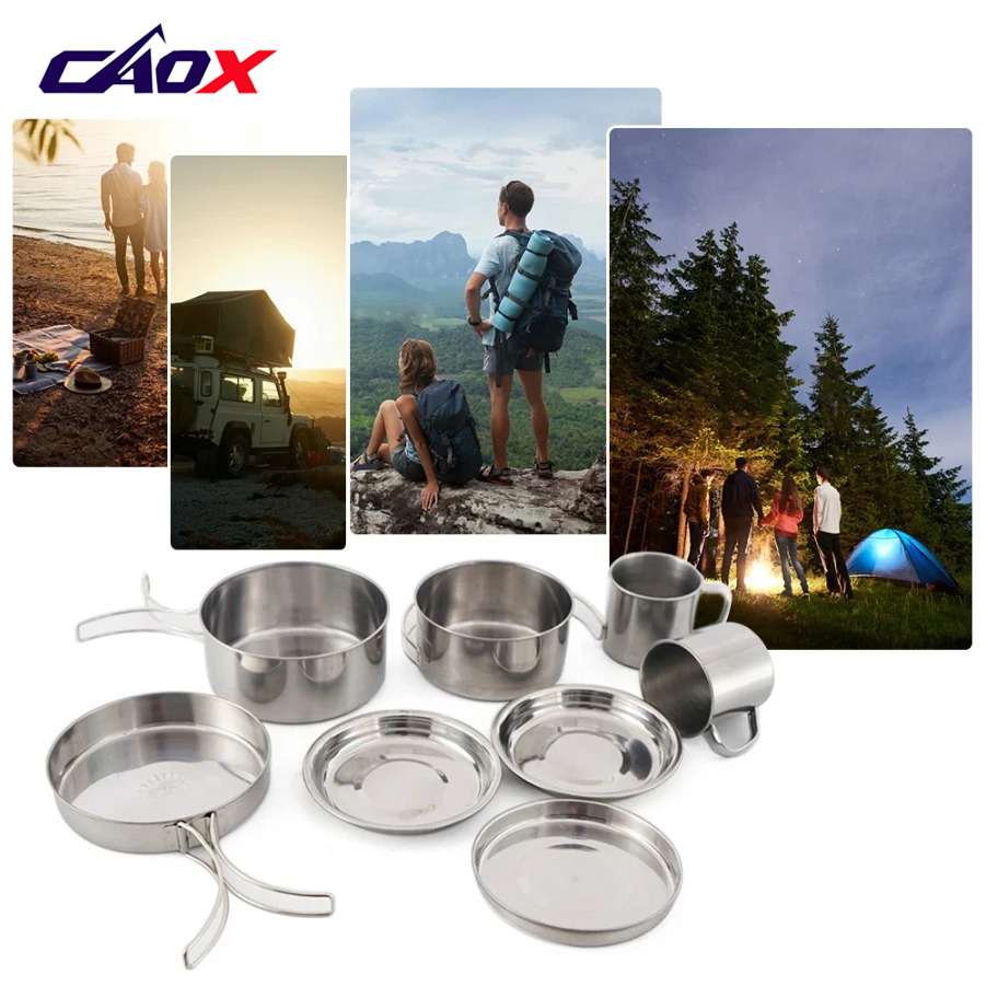 CAOX 8個セット キャンプ用調理器具セット ステンレス製 - Camping Cooking Mess Kit のレビューと価格