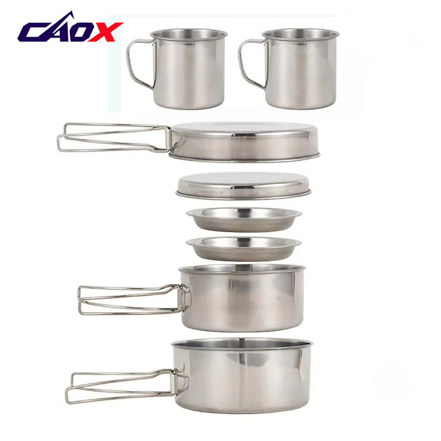 CAOX 8個セット キャンプ用調理器具セット ステンレス製 - Camping Cooking Mess Kit のレビューと価格