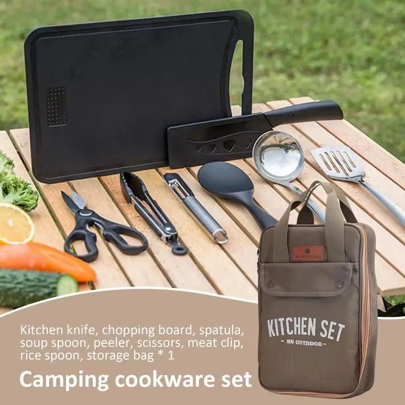 8 個キャンプキッチン調理器具セットポータブルバッグアウトド - Quechua Camping Cooking Set のレビューと価格