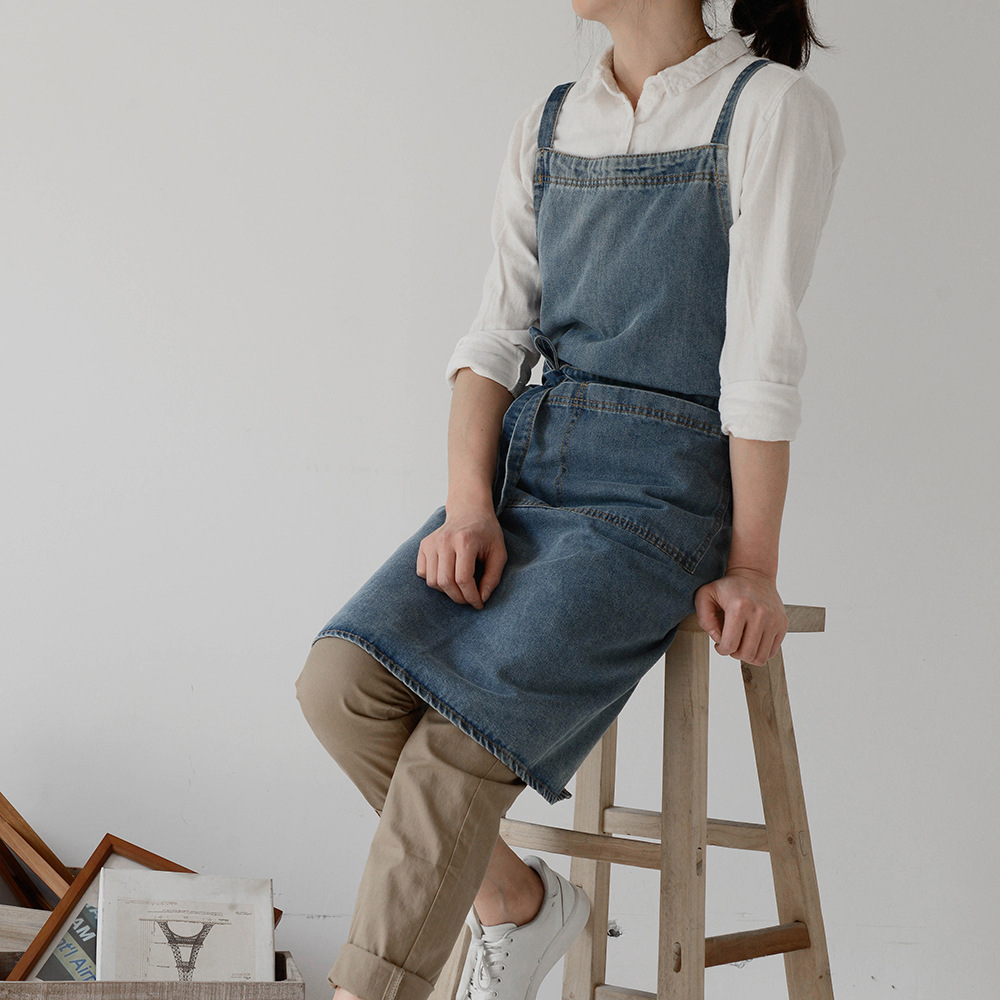 韓国デニムオーバーオール作業服韓国レストランエプロンウェイタ - Japan Camping Cooking のレビューと価格
