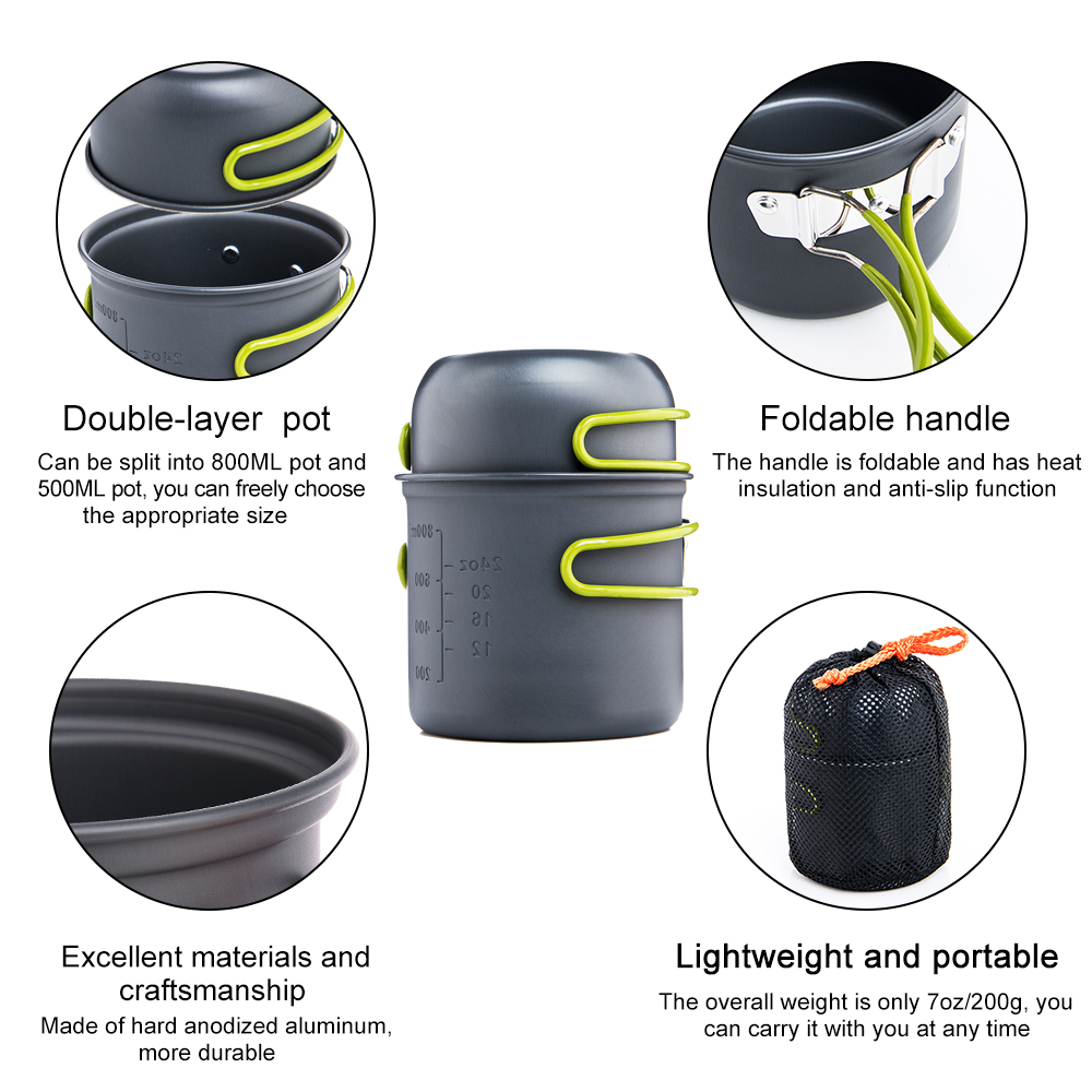 Widesea キャンプ調理器具アウトドア食器ポット超軽量セ - Quechua Camping Cooking Set のレビューと価格