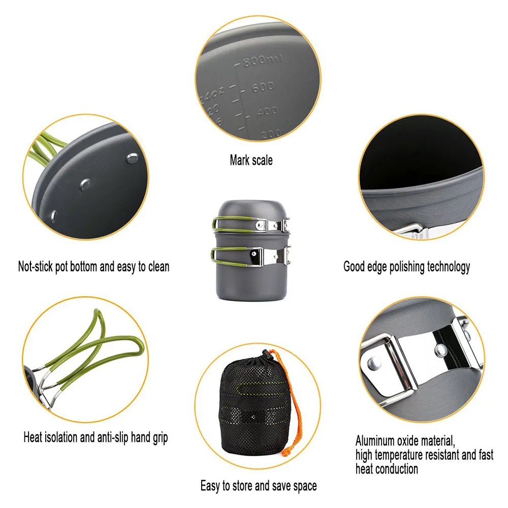 キャンプ調理器具混乱キット超軽量キャンプポットセット屋外調理 - Camping Cooking Mess Kit のレビューと価格