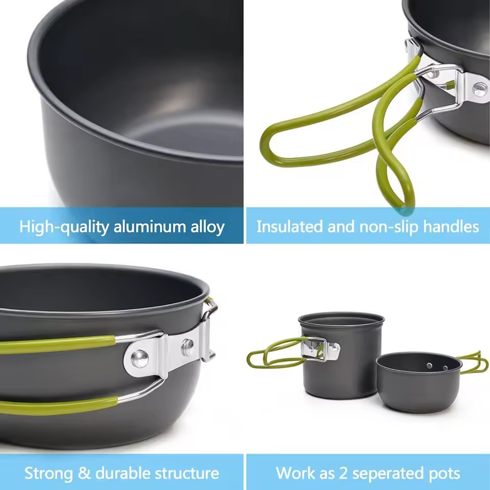 超軽量キャンプ調理器具メスキットキャンプポットセットアウトド - Camping Cooking Mess Kit のレビューと価格