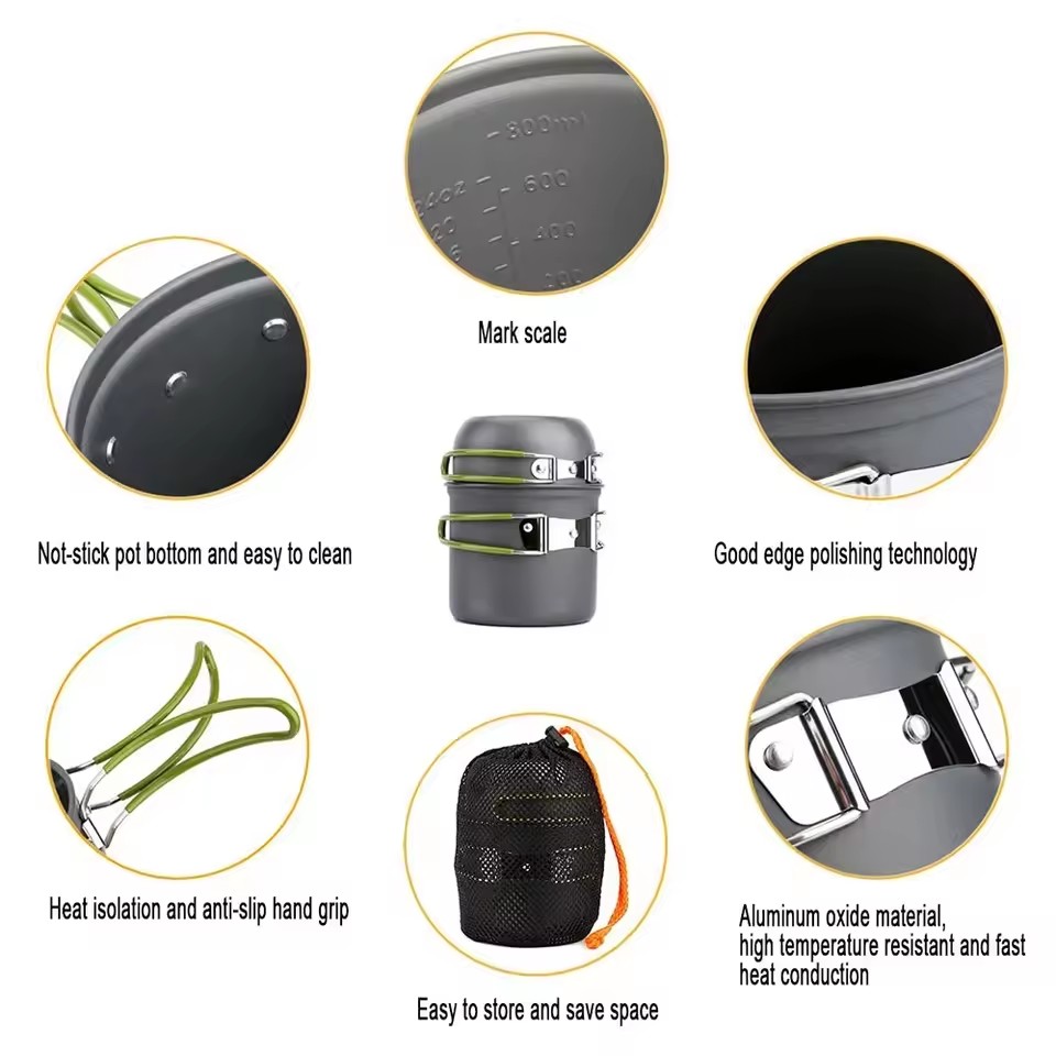 超軽量キャンプ調理器具メスキットキャンプポットセットアウトド - Camping Cooking Mess Kit のレビューと価格
