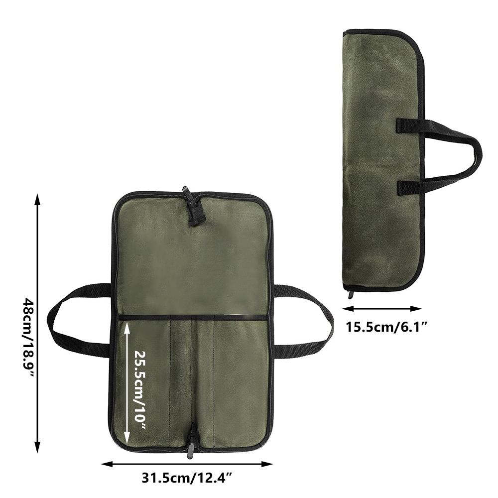 ワックスキャンバス製ナイフロールバッグ、多機能ポータブルシェ - Camping Cooking Multi Tool のレビューと価格