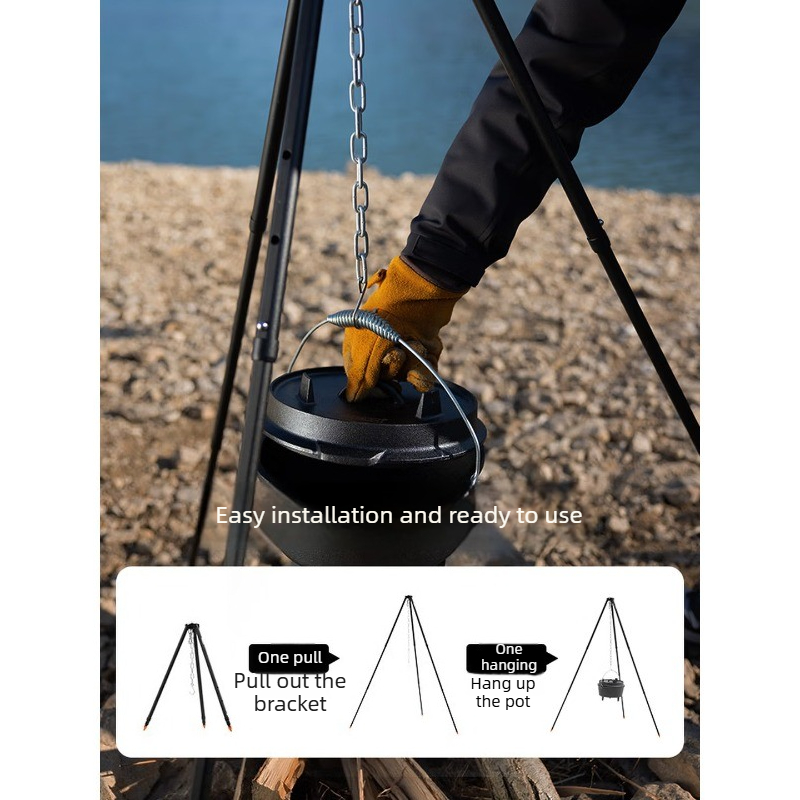 アルミ合金吊り下げポットブラケットステンレス鋼ファイヤースタ - Camping Cooking Tripod のレビューと価格