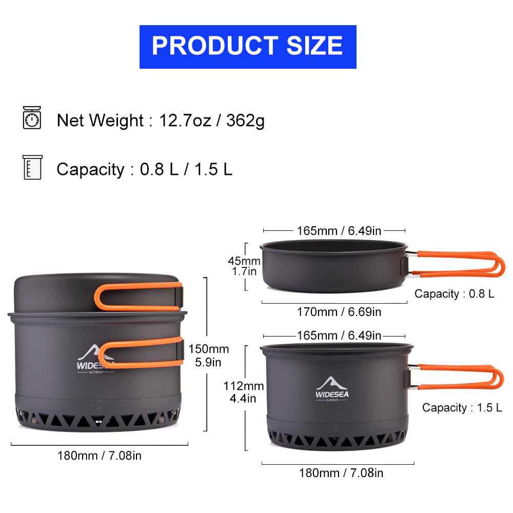幅の屋外調理ケトルセット、キャンプポット、調理器具、加熱調理 - Quechua Camping Cooking Set のレビューと価格