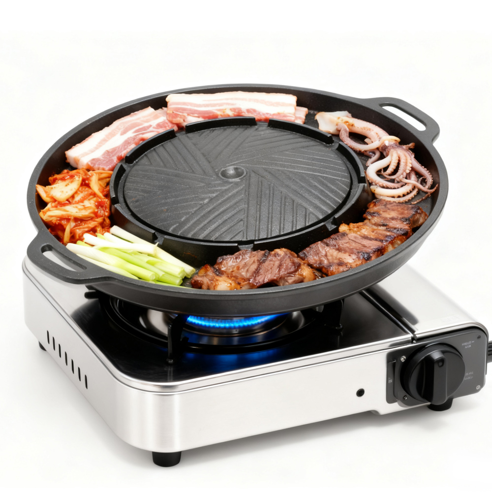 KOSUN 韓国式BBQグリルパン 2 in 1 丸型バーベ - Camping Cooking Tray のレビューと価格