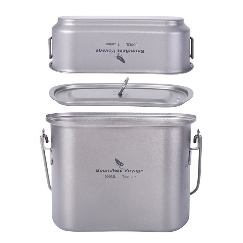 1.5l屋外ミリタリー食堂飲用キットキャンプ用チタン調理器具 - Camping Cooking Mess Kit のレビューと価格