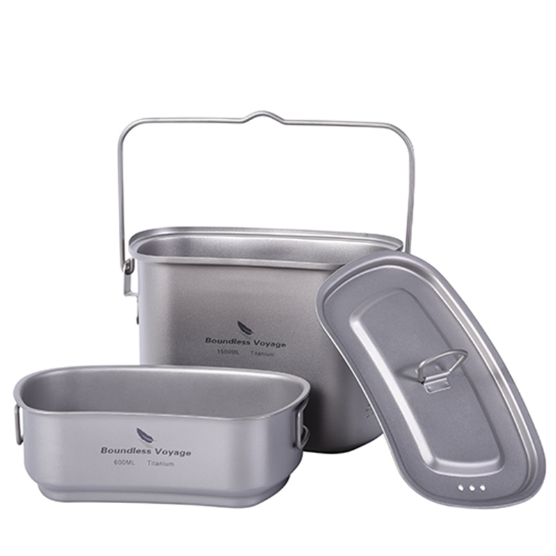 1.5l屋外ミリタリー食堂飲用キットキャンプ用チタン調理器具 - Camping Cooking Mess Kit のレビューと価格