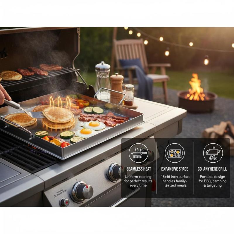 ユニバーサルフラットトップグリドル 18x16インチ キャン - Camping Cooking Tray のレビューと価格