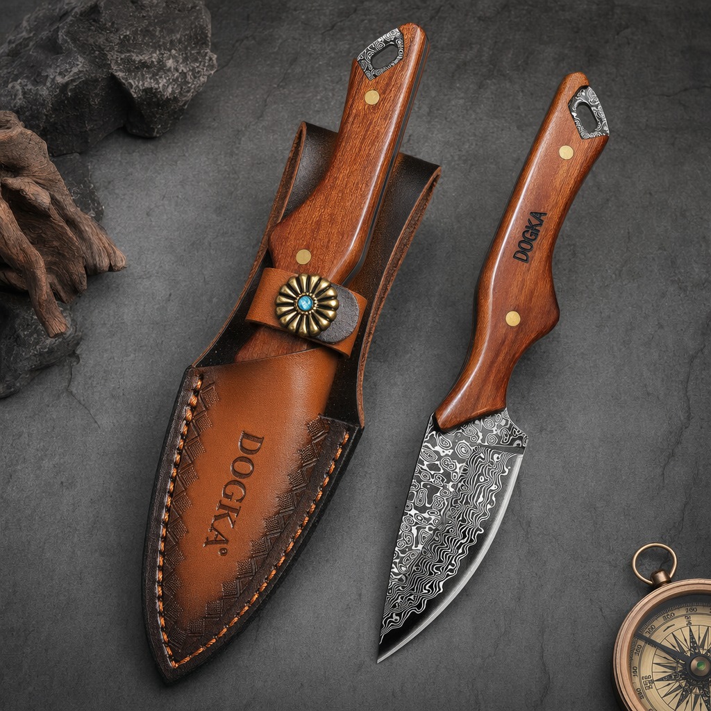 ダマスカス鋼製キッチンユーティリティナイフ、無垢材ハンドル、 - Camping Cooking Multi Tool のレビューと価格