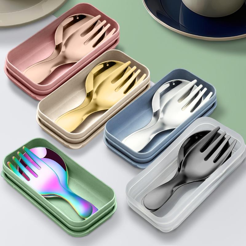 ステンレス鋼ポータブルスプーンフォークショートハンドル学生食 - Camping Cooking And Eating Set のレビューと価格