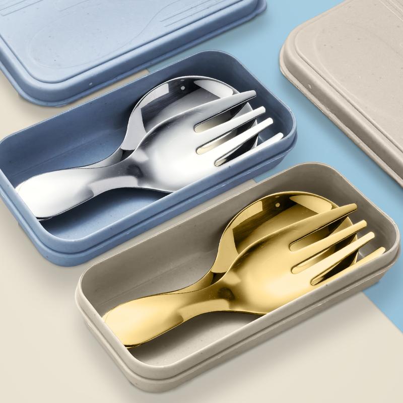 ステンレス鋼ポータブルスプーンフォークショートハンドル学生食 - Camping Cooking And Eating Set のレビューと価格