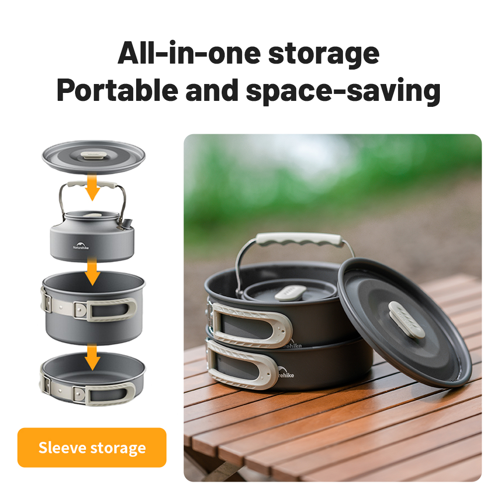 Naturehike キャンプ調理器具キット屋外フライパンポ - Quechua Camping Cooking Set のレビューと価格