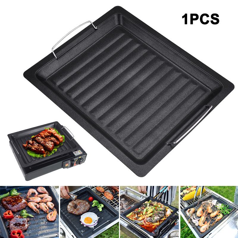 屋外用厚い四角グリルパン 2つのハンドル付き ポータブルノン - Camping Cooking Tray のレビューと価格