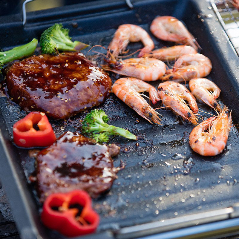 屋外用厚い四角グリルパン 2つのハンドル付き ポータブルノン - Camping Cooking Tray のレビューと価格