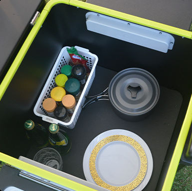 アウトドア調理用折りたたみ収納ボックス 自走式一体型コンロ  - Camping Cooking Multi Tool のレビューと価格