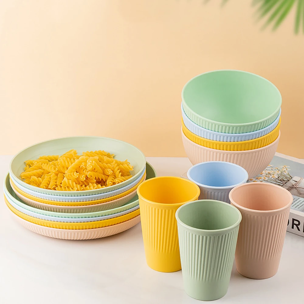 小麦麦わらカトラリーセット、ポータブル食器、食器キット、ピク - Camping Cooking And Eating Set のレビューと価格