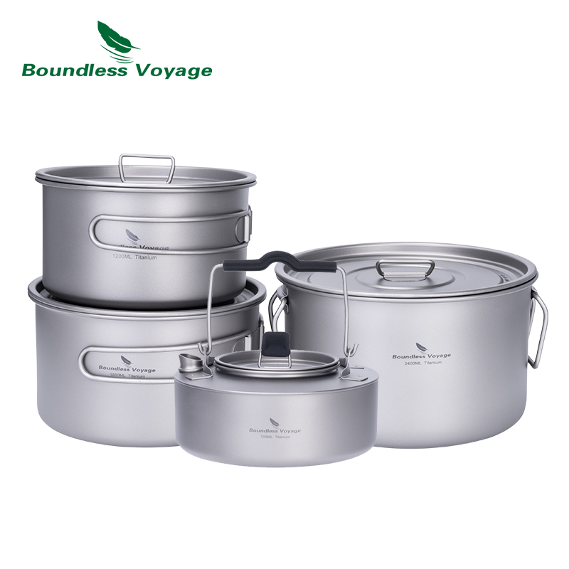 無限の航海-折りたたみ式ハンドル付きチタン調理セット、鍋、鍋 - Camping Cooking Tool Set のレビューと価格