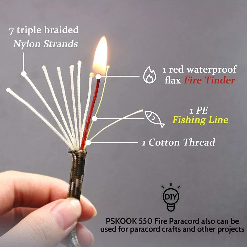 キャンプ用屋外ロープ,10コアパラコード,サバイバルツール, - Camping Cooking Fire のレビューと価格