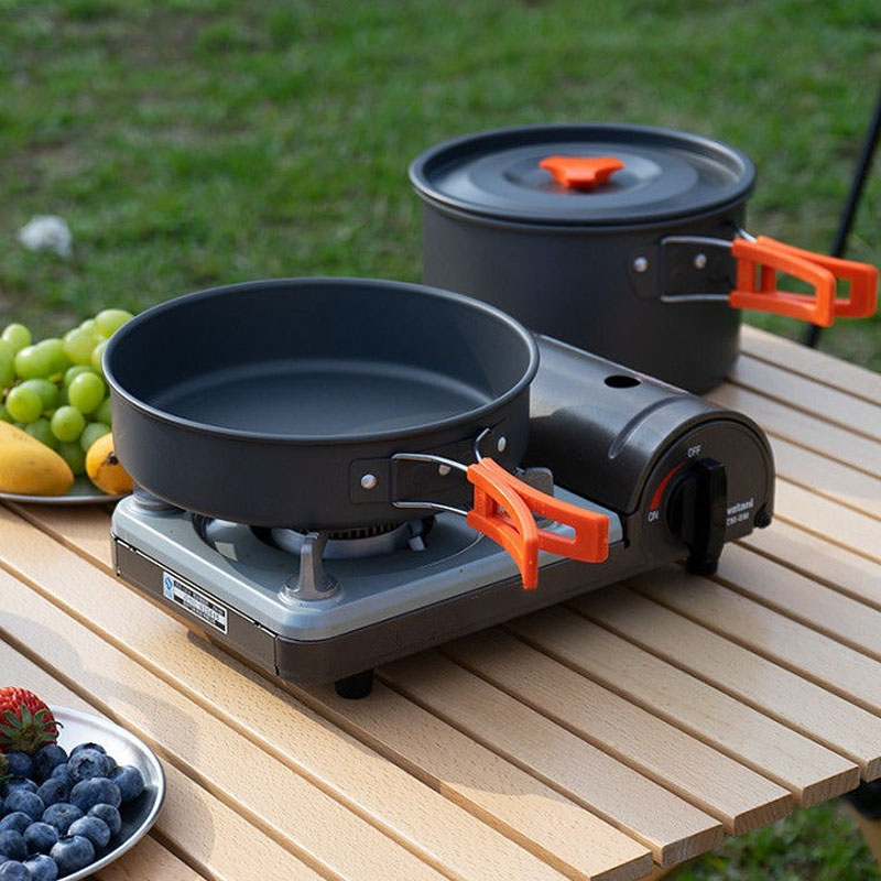 キャンプ用調理器具 ノンスティック 軽量 ガス焚きアルミ鍋セ - Camping Cooking Mess Kit のレビューと価格