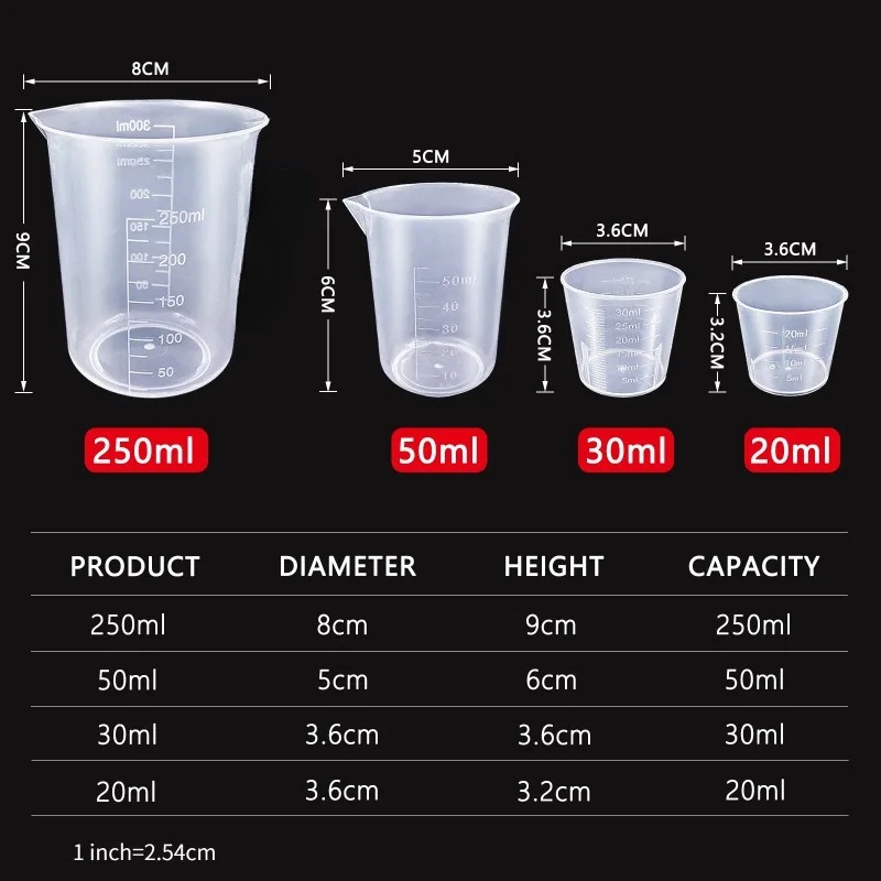 6個入りプラスチック計量カップセット - 製菓、調理、液体計 - Camping Cooking Tool Set のレビューと価格