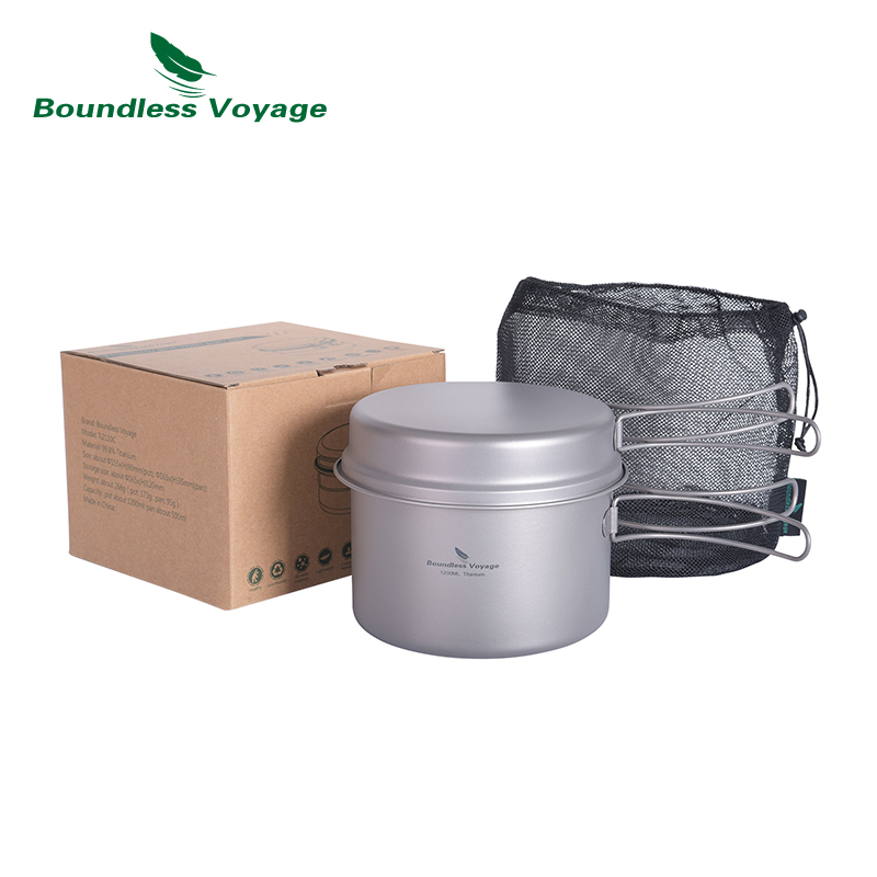 ポータブル折りたたみハンドル付き生意気な療法チタンポット & - Camping Cooking Mess Kit のレビューと価格
